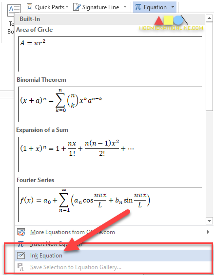 Gõ phân số trong word bằng Ink Equation