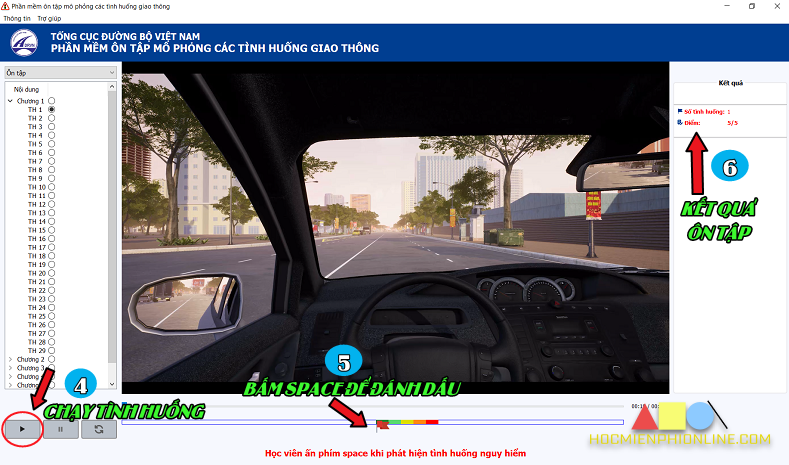 Phần mềm mô phỏng tình huống giao thông thi sát hạch ô tô 7