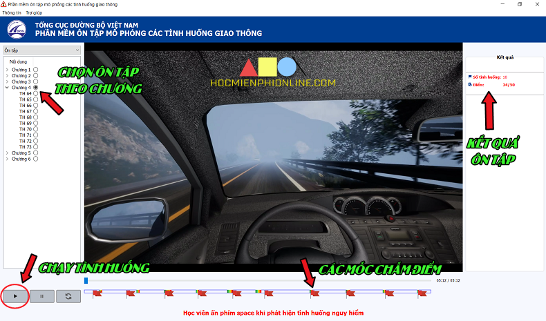 Phần mềm mô phỏng tình huống giao thông thi sát hạch ô tô 8