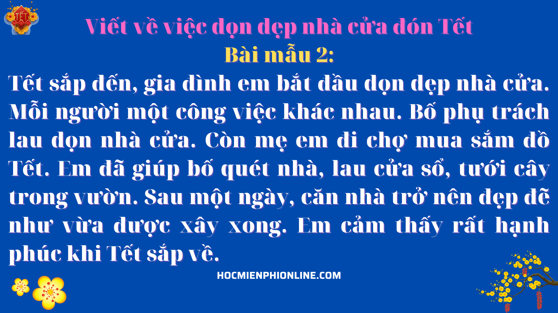 Bài văn mẫu: Viết về việc dọn dẹp nhà cửa đón Tết 3