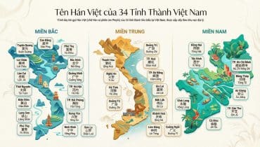 Tên 34 tỉnh thành Việt Nam bằng Tiếng Trung 1